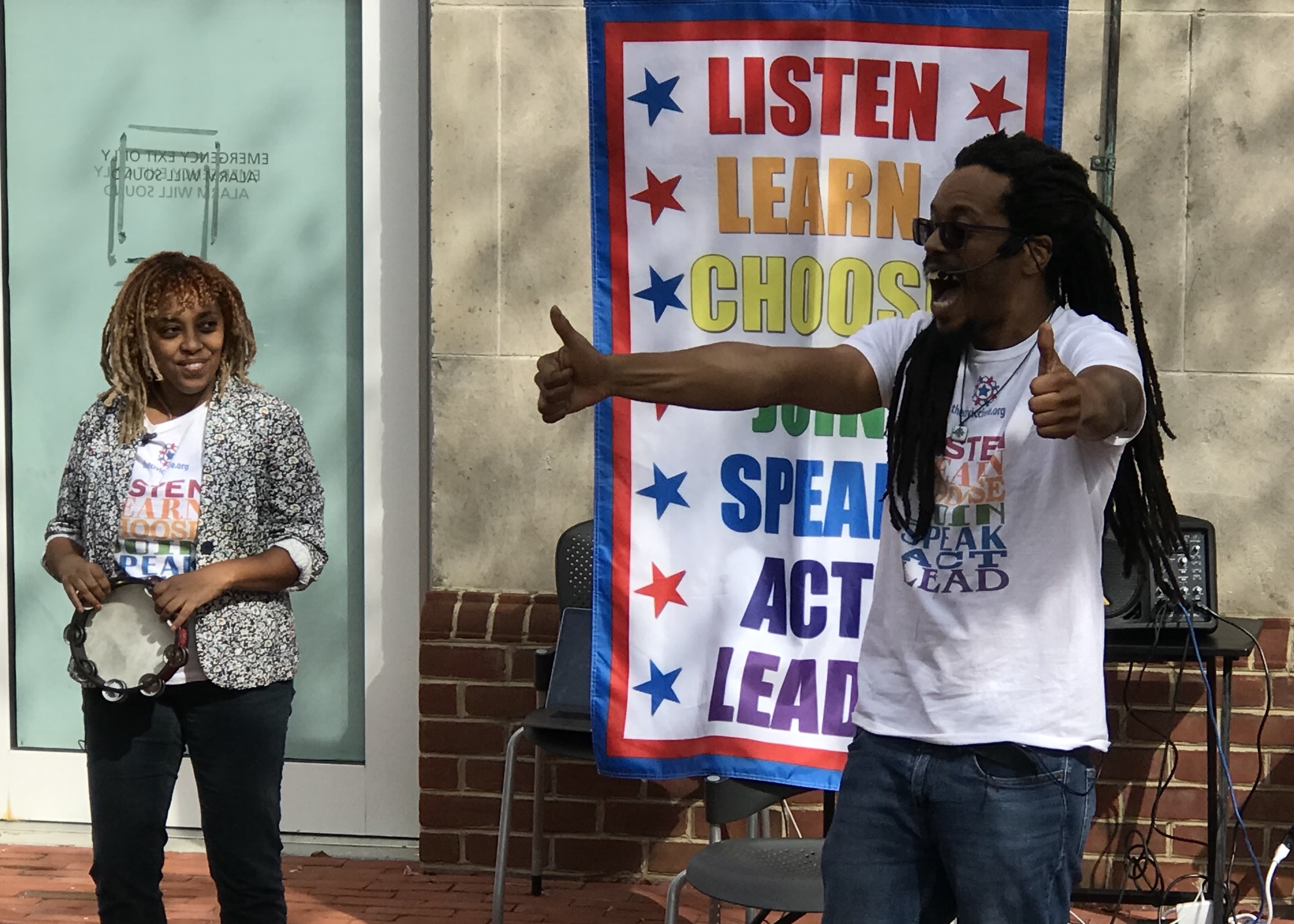 Teaching Artists leading students in song