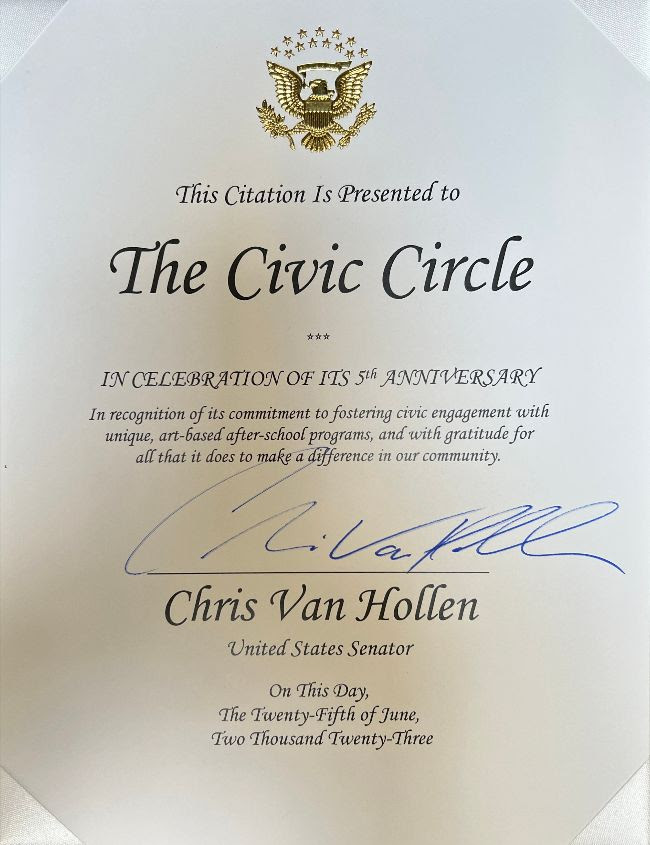 Congressional citation from Senator Chris Van Hollen