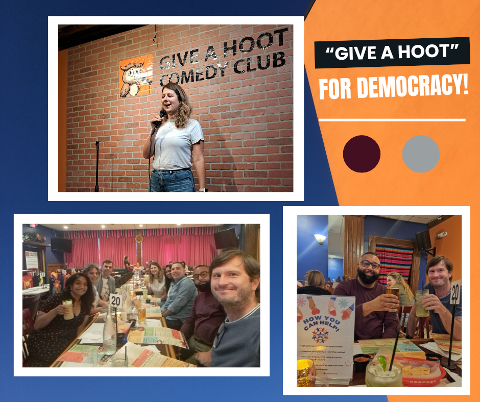 unnamed (2) Civic Circle board members and supporters at Give a Hoot Comedy Club
